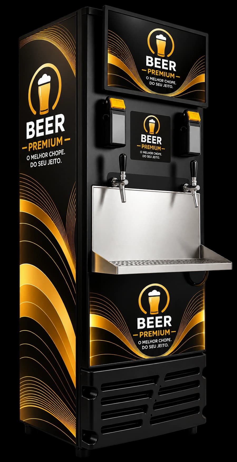 Estação Beer Premium com duas torneiras, tela e dois módulos de pagamento